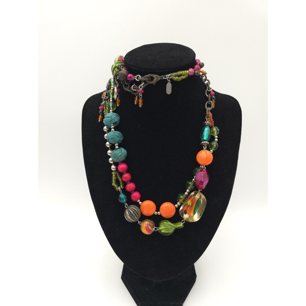 Treska Mixed‎ Bead Necklace Double Strand 32-36" Funky Fun Boho Chunky